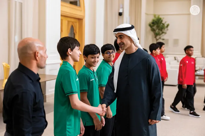 Hamdan bin Mohamed bin Zayed receives winners of UAE Wrestling Federation Cup and UAE Wrestling Clubs League for 2025–2026 season