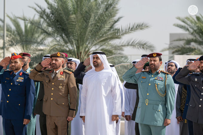 Theyab bin Mohamed bin Zayed raises UAE flag at Wahat Al Karama to mark UAE Flag Day 