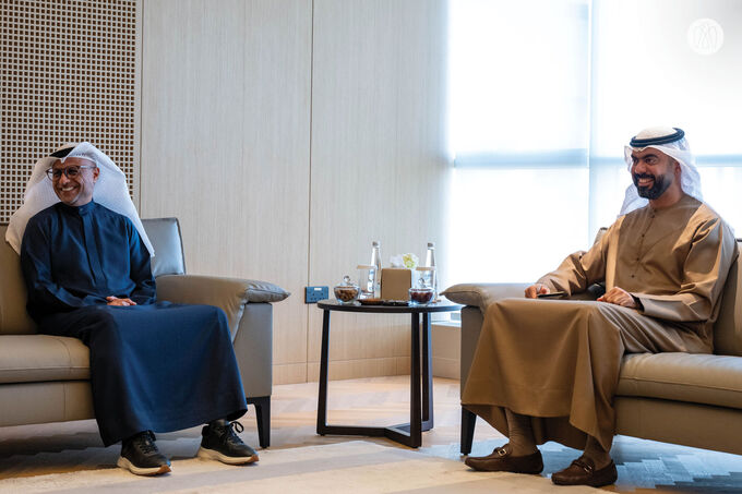 Khaled bin Mohamed bin Zayed meets Starbucks Chairman and CEO