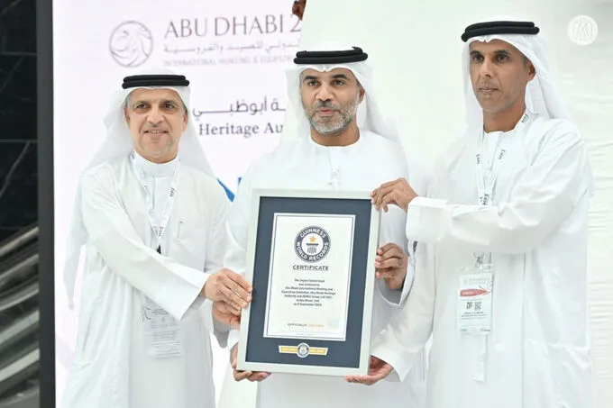 Organised by Abu Dhabi Heritage Authority and ADNEC Group, Abu Dhabi International Hunting and Equestrian Exhibition sets Guinness World Record for largest falcon hood