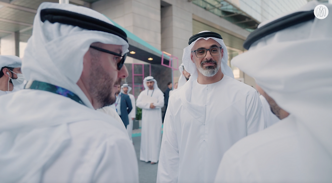 Khaled bin Mohamed bin Zayed tours Abu Dhabi Finance Week activities and witnesses unveiling of Falcon Economy sculpture