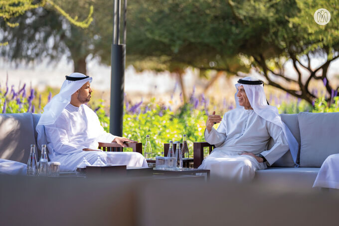 Saud bin Saqr receives Theyab bin Mohamed bin Zayed and reviews the development plan for the "Al Rams" area
