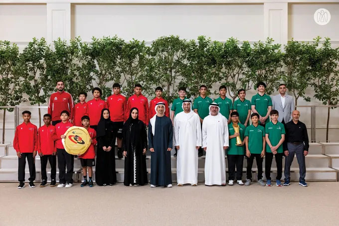 Hamdan bin Mohamed bin Zayed receives winners of UAE Wrestling Federation Cup and UAE Wrestling Clubs League for 2025–2026 season