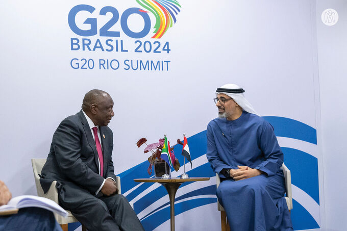 Crown Prince of Abu Dhabi holds discussions with President of South Africa at G20 summit