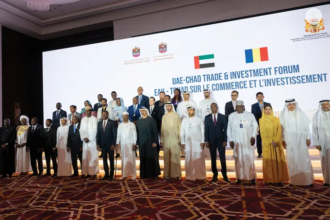 President of Chad and Khaled bin Mohamed bin Zayed witness announcement of 18 Memoranda of Understanding between UAE and Chad