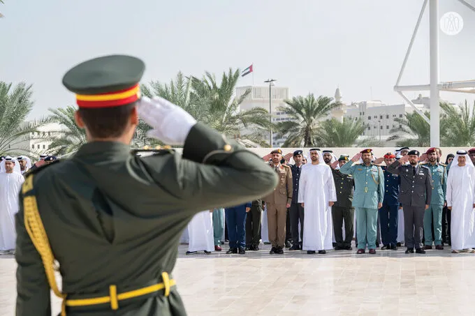 Theyab bin Mohamed bin Zayed raises UAE flag at Wahat Al Karama to mark UAE Flag Day 