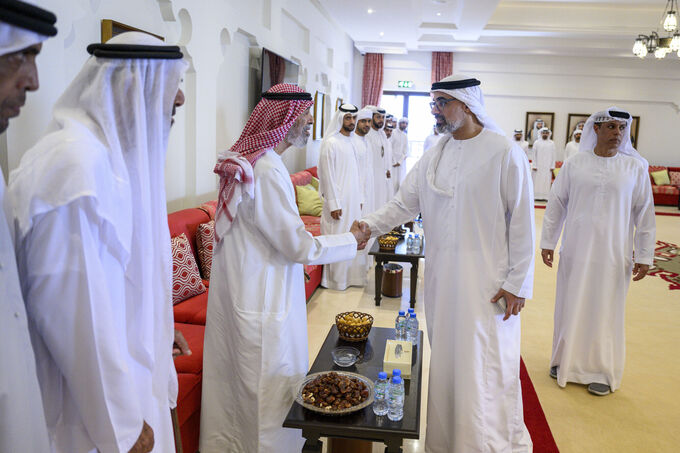 Khaled bin Mohamed bin Zayed offers condolences to Ali, Obaid and Hamad Salem Belhabala Al Ketbi on the passing of their mother