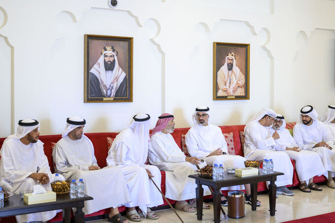 Khaled bin Mohamed bin Zayed offers condolences to Ali, Obaid and Hamad Salem Belhabala Al Ketbi on the passing of their mother