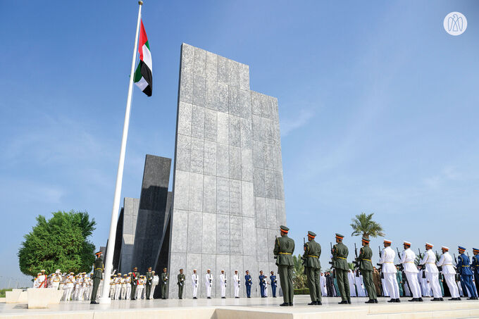 Theyab bin Mohamed bin Zayed raises UAE flag at Wahat Al Karama to mark UAE Flag Day 