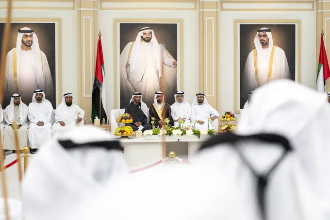 Hazza bin Zayed and Nahyan bin Zayed attend wedding reception of Mohamed Ali Al Kaabi