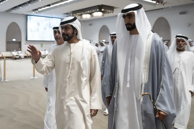 Hamed bin Zayed, Nahyan bin Mubarak and Khalifa bin Tahnoon bin Mohammed attend reception for Al Hameli and Al Remeithi weddings in Abu Dhabi 