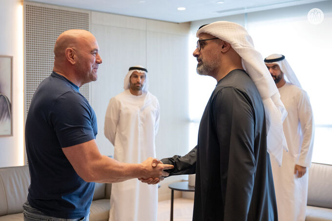 Khaled bin Mohamed bin Zayed receives Dana White, CEO and President of UFC