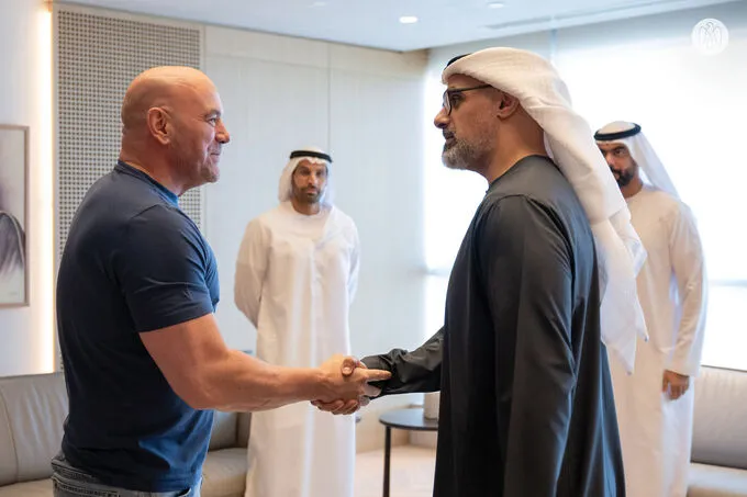 Khaled bin Mohamed bin Zayed receives Dana White, CEO and President of UFC