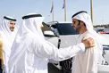 نهيان بن مبارك وخليفة بن طحنون بن محمد وراشد بن حميد النعيمي يحضرون حفل استقبال بمناسبة زفاف محمد راشد عمران بن تريم