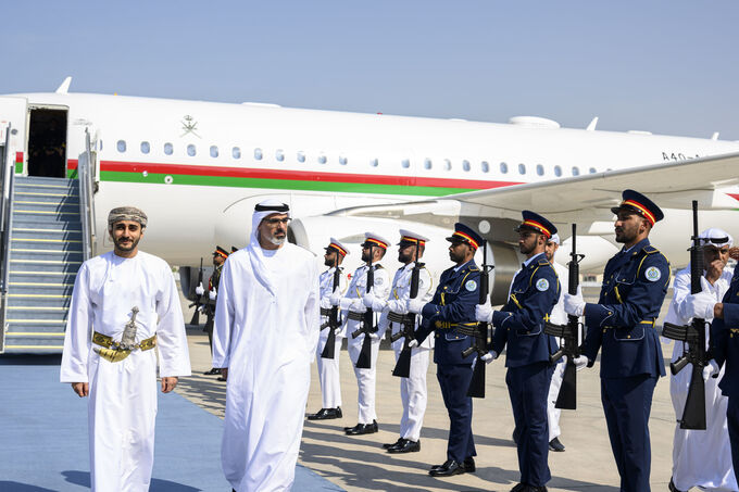 Khaled bin Mohamed bin Zayed receives Theyazin bin Haitham Al Said