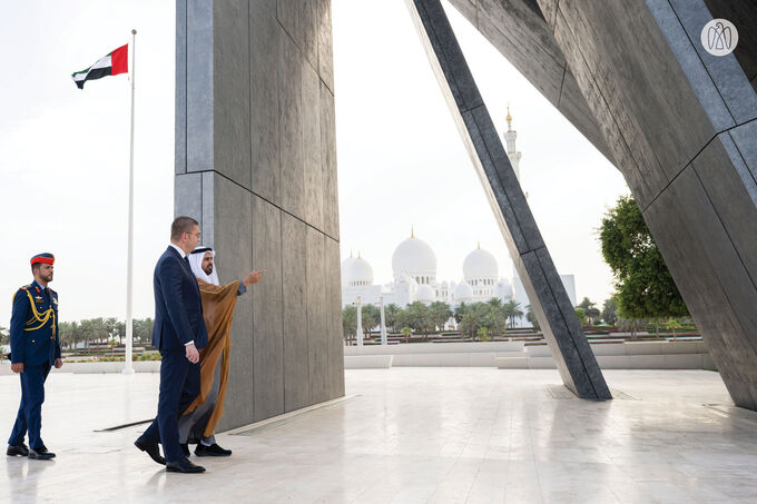 Theyab bin Mohamed bin Zayed receives Prime Minister of Republic of North Macedonia at Wahat Al Karama