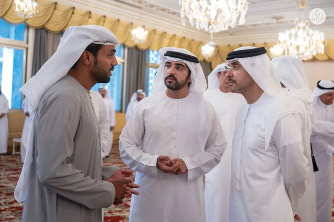Hamdan bin Mohammed bin Rashid receives Hazza bin Zayed in Dubai