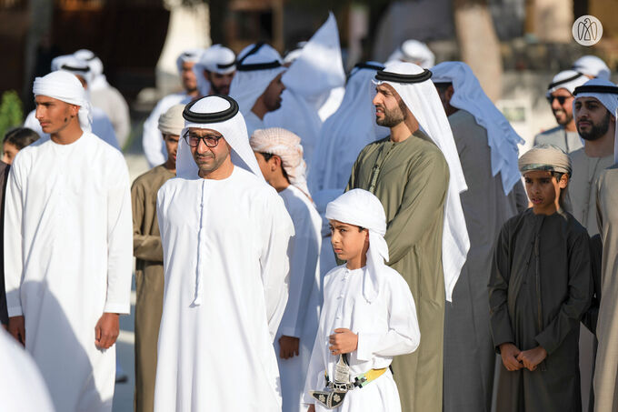 In the presence of Hamed bin Zayed, Khaled bin Mohamed bin Zayed visits Al Hosn Festival