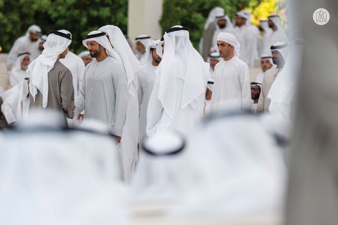 Hazza bin Zayed receives sheikhs, officials and citizens at Al Maqam Palace in Al Ain
