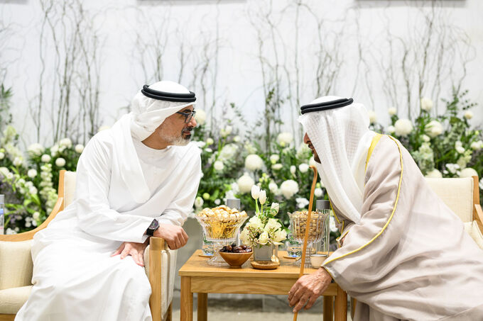 Khaled bin Mohamed bin Zayed and Saif bin Zayed attend Mohamed Faraj bin Hamoodah wedding reception