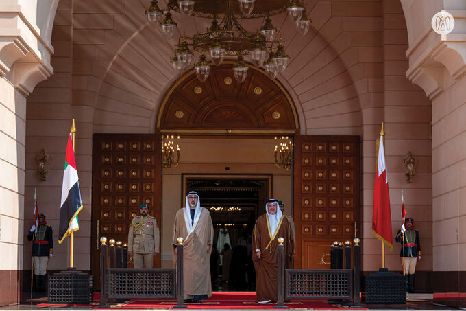 Crown Prince of Abu Dhabi arrives at Gudaibiya Palace in Manama