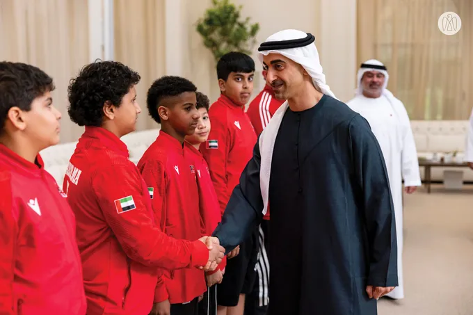 Hamdan bin Mohamed bin Zayed receives winners of UAE Wrestling Federation Cup and UAE Wrestling Clubs League for 2025–2026 season