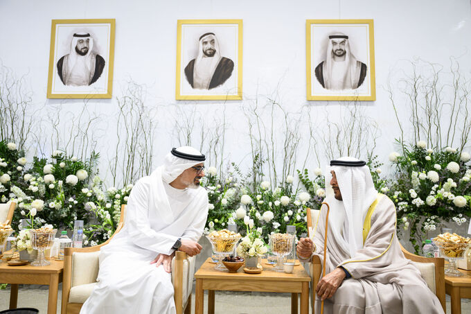 Khaled bin Mohamed bin Zayed and Saif bin Zayed attend Mohamed Faraj bin Hamoodah wedding reception