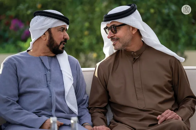 Hazza bin Zayed receives sheikhs, officials and citizens at Al Maqam Palace in Al Ain Region