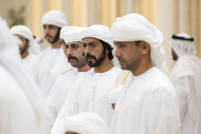 UAE President receives condolences from Rulers of Sharjah, Umm Al Qaiwain, Representative of Sultan of Oman on passing of Sheikh Tahnoun bin Mohammed