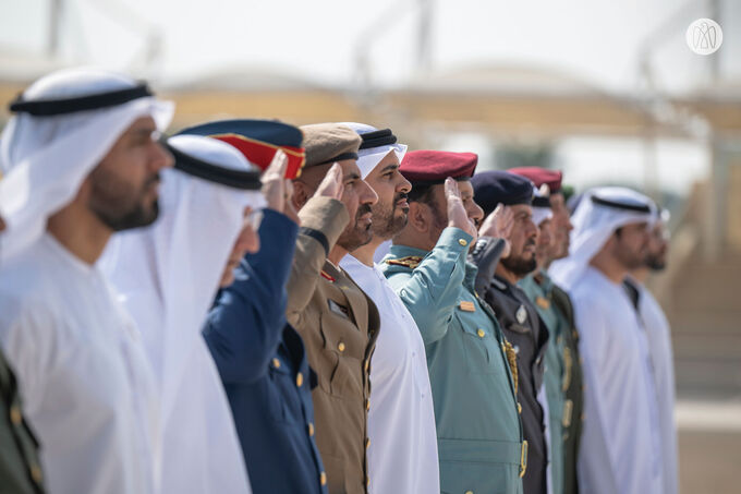 Theyab bin Mohamed bin Zayed raises UAE flag at Wahat Al Karama to mark UAE Flag Day 