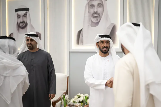 Nahyan bin Zayed and Theyab bin Mohamed bin Zayed attend Hamad Khalid Al Kaabi’s wedding reception