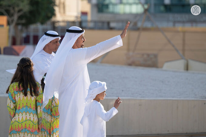 In the presence of Hamed bin Zayed, Khaled bin Mohamed bin Zayed visits Al Hosn Festival