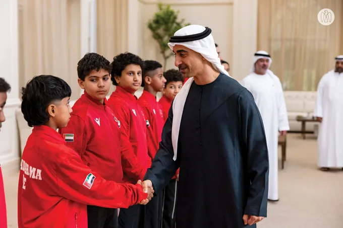 Hamdan bin Mohamed bin Zayed receives winners of UAE Wrestling Federation Cup and UAE Wrestling Clubs League for 2025–2026 season