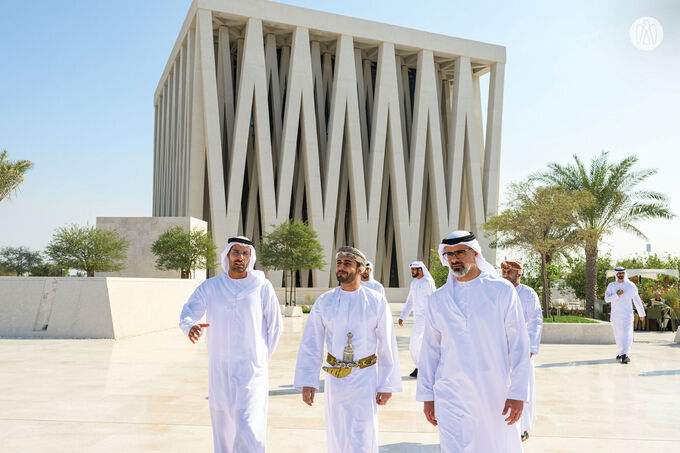 Accompanied by Khaled bin Mohamed bin Zayed, Theyazin bin Haitham Al Said visits Louvre Abu Dhabi