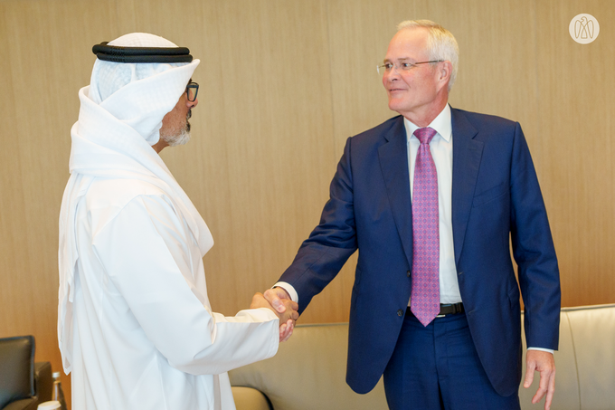 Khaled bin Mohamed bin Zayed receives ExxonMobil Chairman and CEO Darren Woods