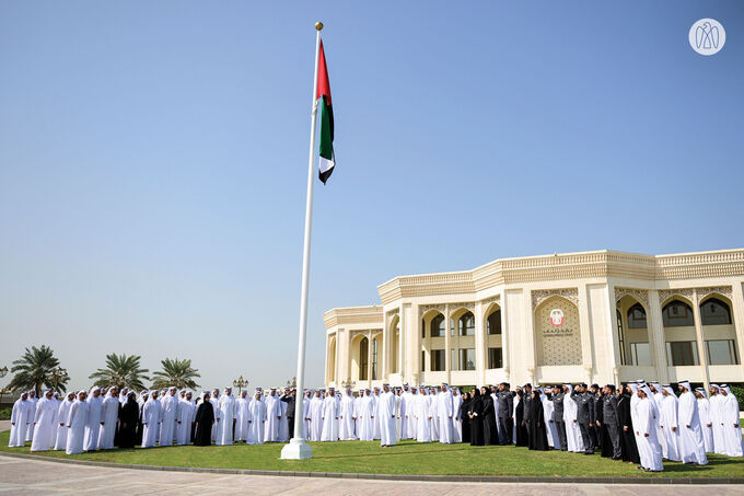 Khaled bin Mohamed bin Zayed raises UAE flag at Abu Dhabi Crown Prince’s Court  to mark Flag Day