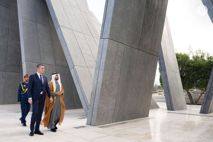 Theyab bin Mohamed bin Zayed receives Prime Minister of Republic of North Macedonia at Wahat Al Karama
