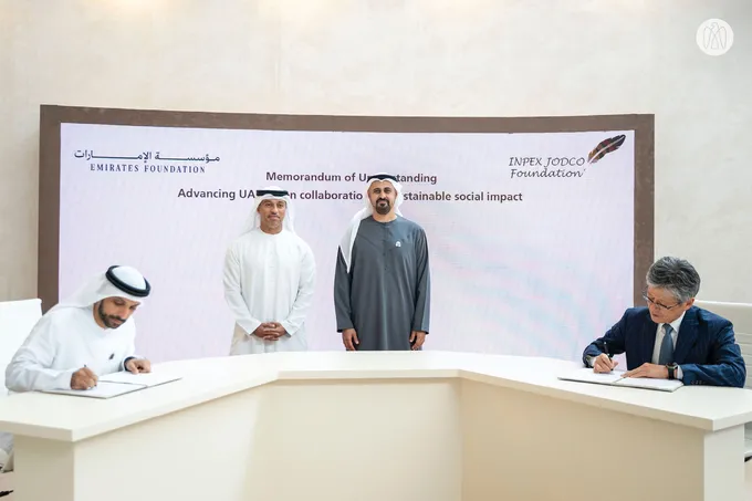 In the presence of Theyab bin Mohamed bin Zayed, Emirates Foundation and INPEX JODCO Foundation sign agreement to advance collaboration in community development and sustainable impact