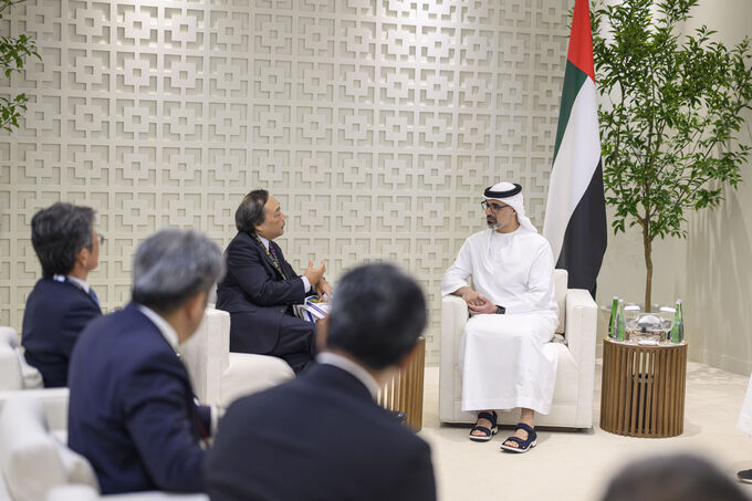 Khaled bin Mohamed bin Zayed meets with President of INPEX