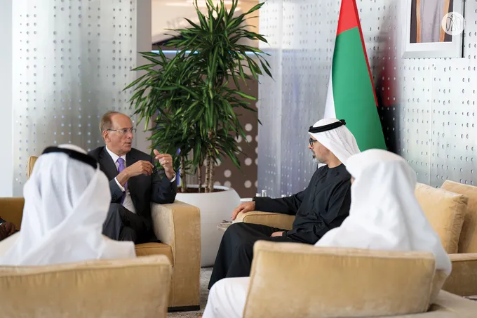 Khaled bin Mohamed bin Zayed receives CEO of BlackRock