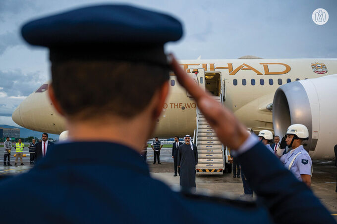 On behalf of the UAE President, Crown Prince of Abu Dhabi arrives in Brazil to attend G20 summit
