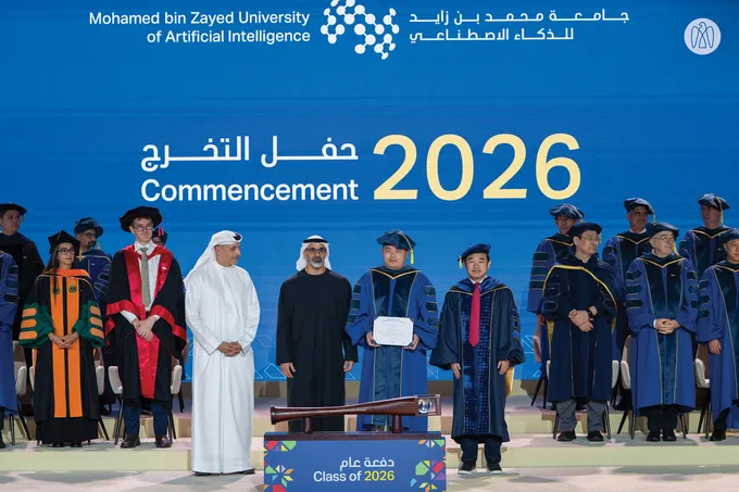 Khaled bin Mohamed bin Zayed attends Mohamed bin Zayed University of Artificial Intelligence 2026 commencement ceremony