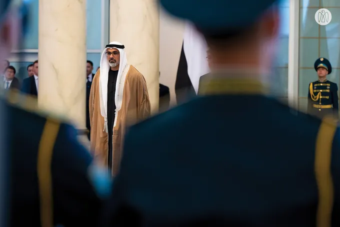 Crown Prince of Abu Dhabi arrives at Presidential Palace in Astana