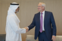 Khaled bin Mohamed bin Zayed receives ExxonMobil Chairman and CEO Darren Woods