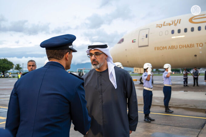 On behalf of the UAE President, Crown Prince of Abu Dhabi arrives in Brazil to attend G20 summit