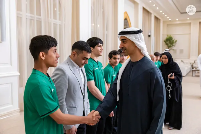 Hamdan bin Mohamed bin Zayed receives winners of UAE Wrestling Federation Cup and UAE Wrestling Clubs League for 2025–2026 season