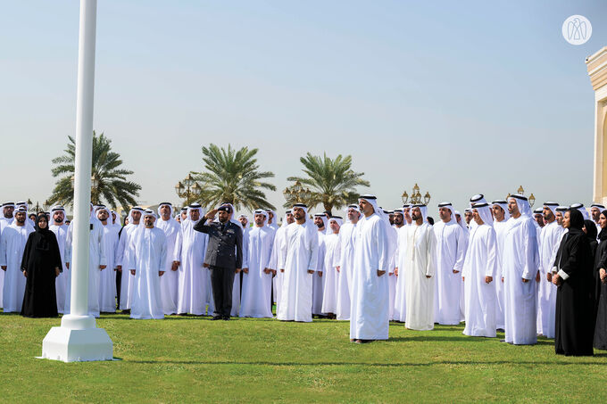 Khaled bin Mohamed bin Zayed raises UAE flag at Abu Dhabi Crown Prince’s Court  to mark Flag Day