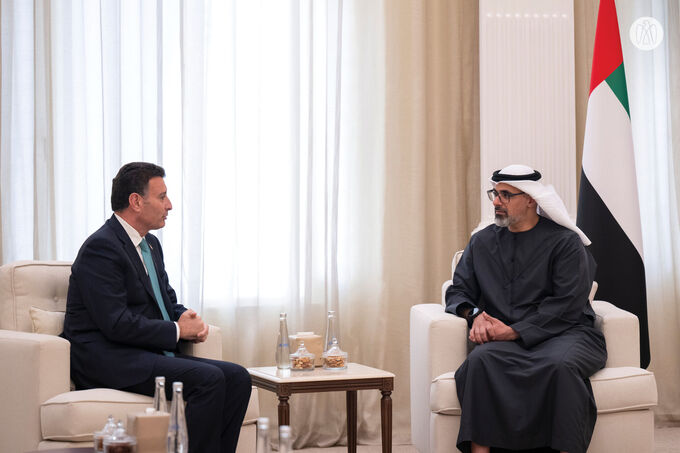 Khaled bin Mohamed bin Zayed receives Speaker of Jordan’s House of Representatives
