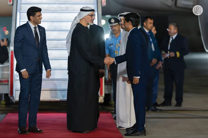 On behalf of the UAE President.. Crown Prince of Abu Dhabi arrives in New Delhi to participate in India AI Impact Summit
