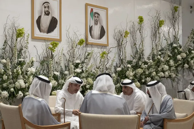 Hazza bin Zayed attends Al Hameli and Al Remeithi wedding reception in Abu Dhabi